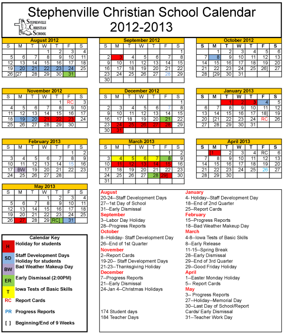 2012-13 Calendar